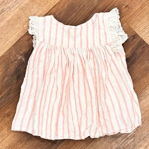 Hannah Kate Pink & White Stripe Flowy Spring Summer Outfit Lace Dress Tunic 18m
